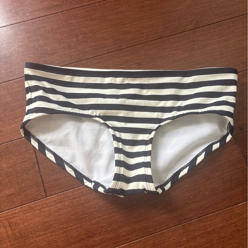 Boden Black and White Striped Bikini Bottoms
